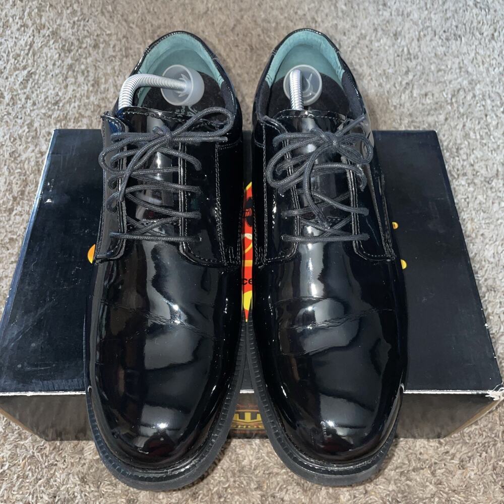 Thorogood Mens Poromeric Oxford Cop Fire Uniform Shoes Black Patent Sz Mens 12 M
